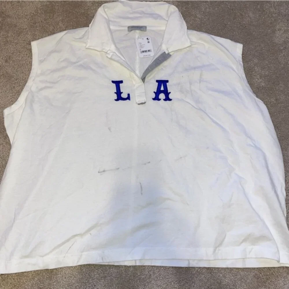 FREE PEOPLE Women's Ragabond Team Polo Size M In White - Picture 3 of 9